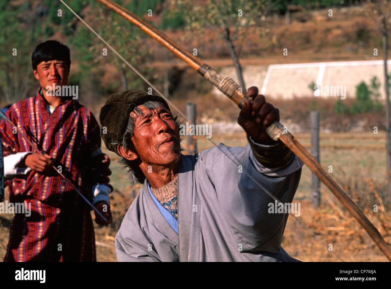 Bhutan, Paro, Bogenschießen, Menschen, Stockfoto