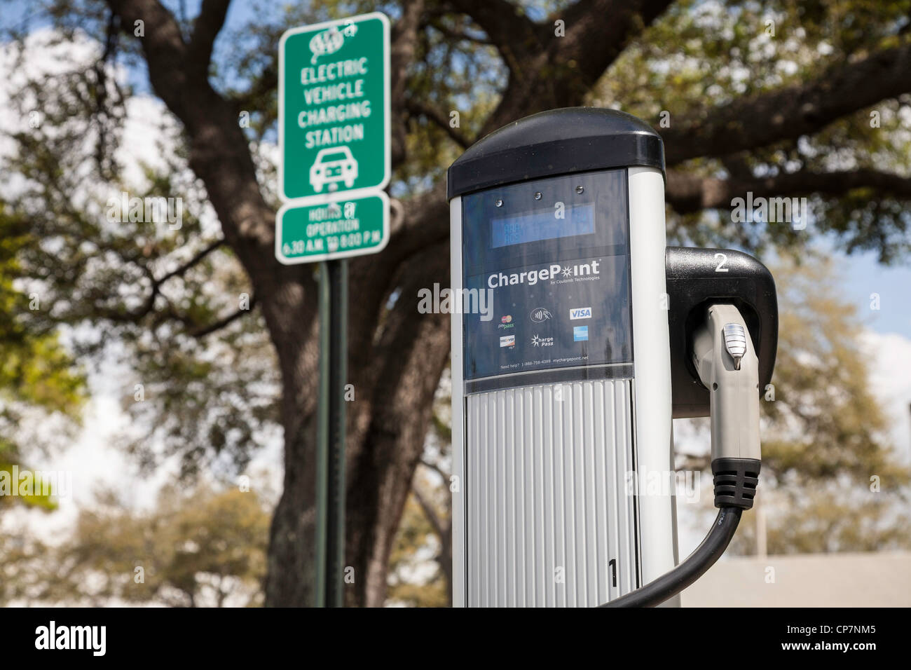 Elektrofahrzeug Ladestation, Tampa, FL Stockfoto
