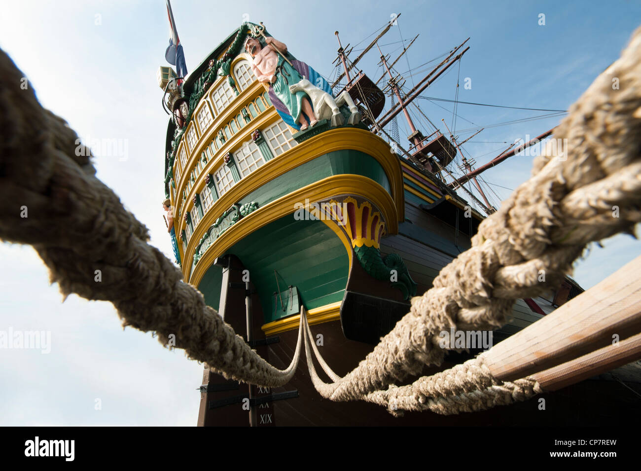 Achtern VOC hoher Schiff Amsterdam Heck hoch drei-mast Stockfoto