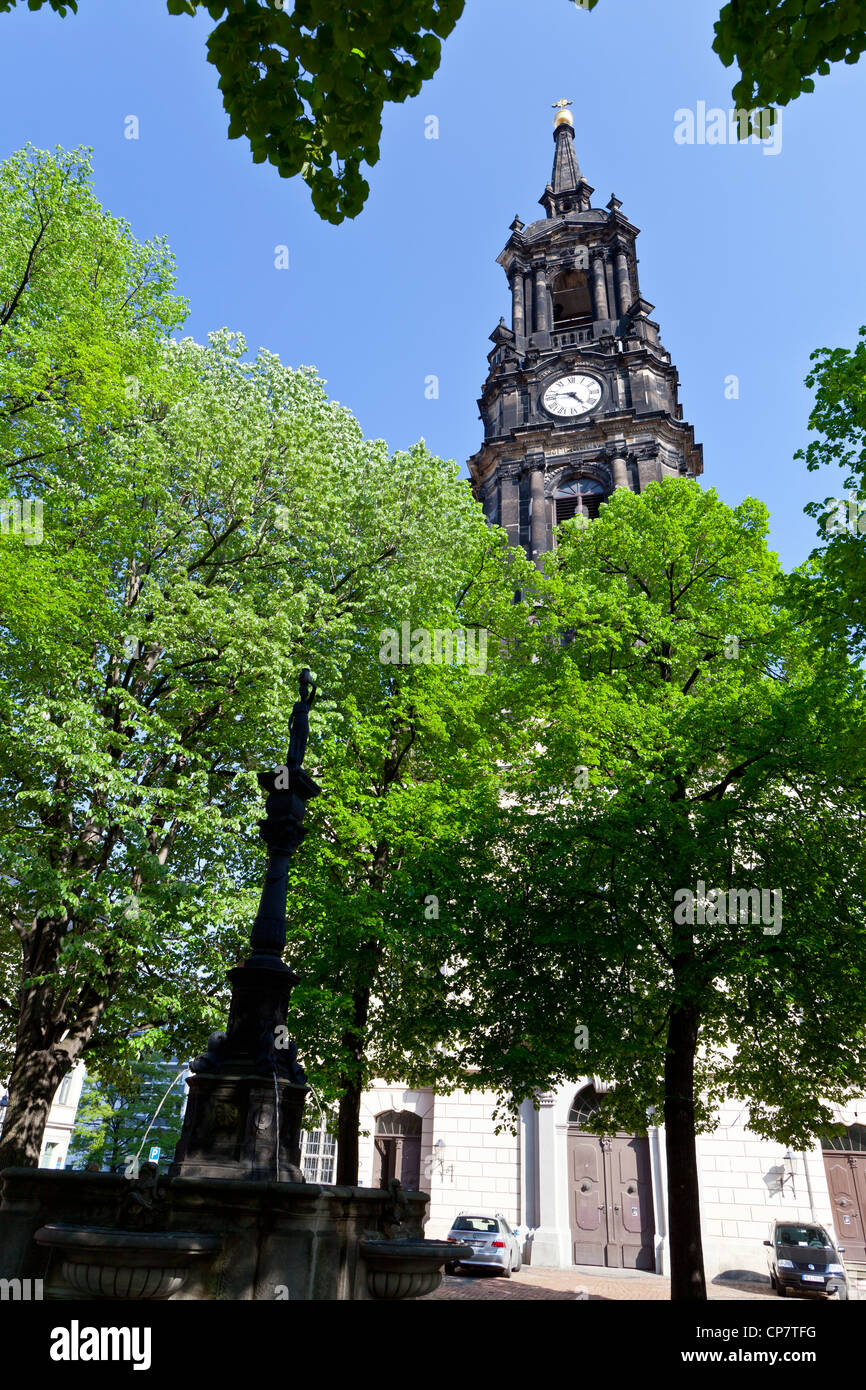 Kirche der drei Könige (Dreikönigskirche) - Dresden, Sachsen, Deutschland, Europa Stockfoto