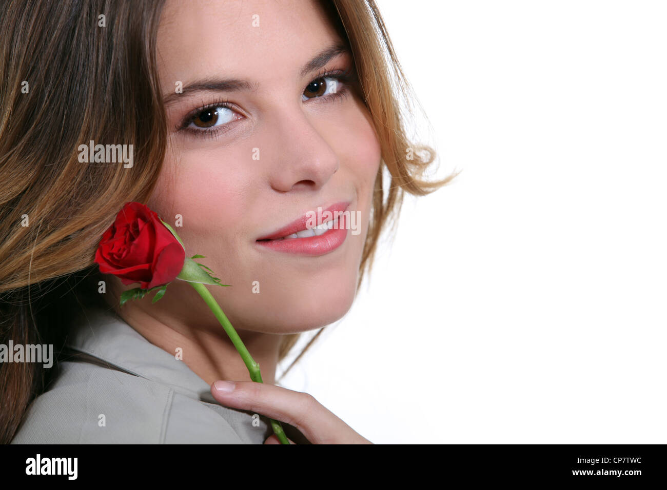 Mädchen mit einer roten rose Stockfoto