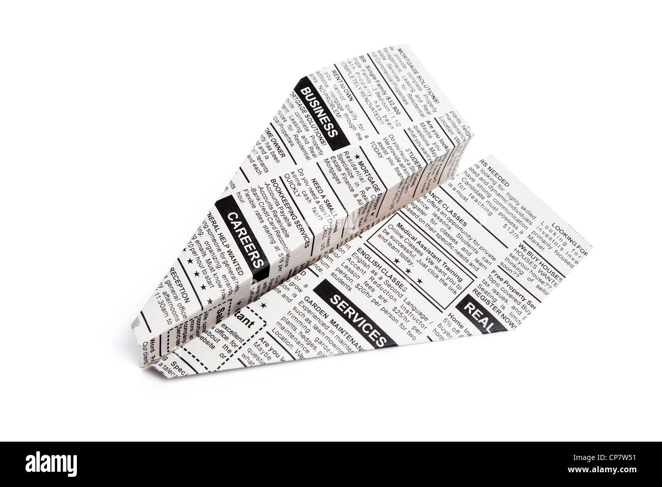 Zeitung-Flugzeug, Kleinanzeige, Business-Konzept. Stockfoto