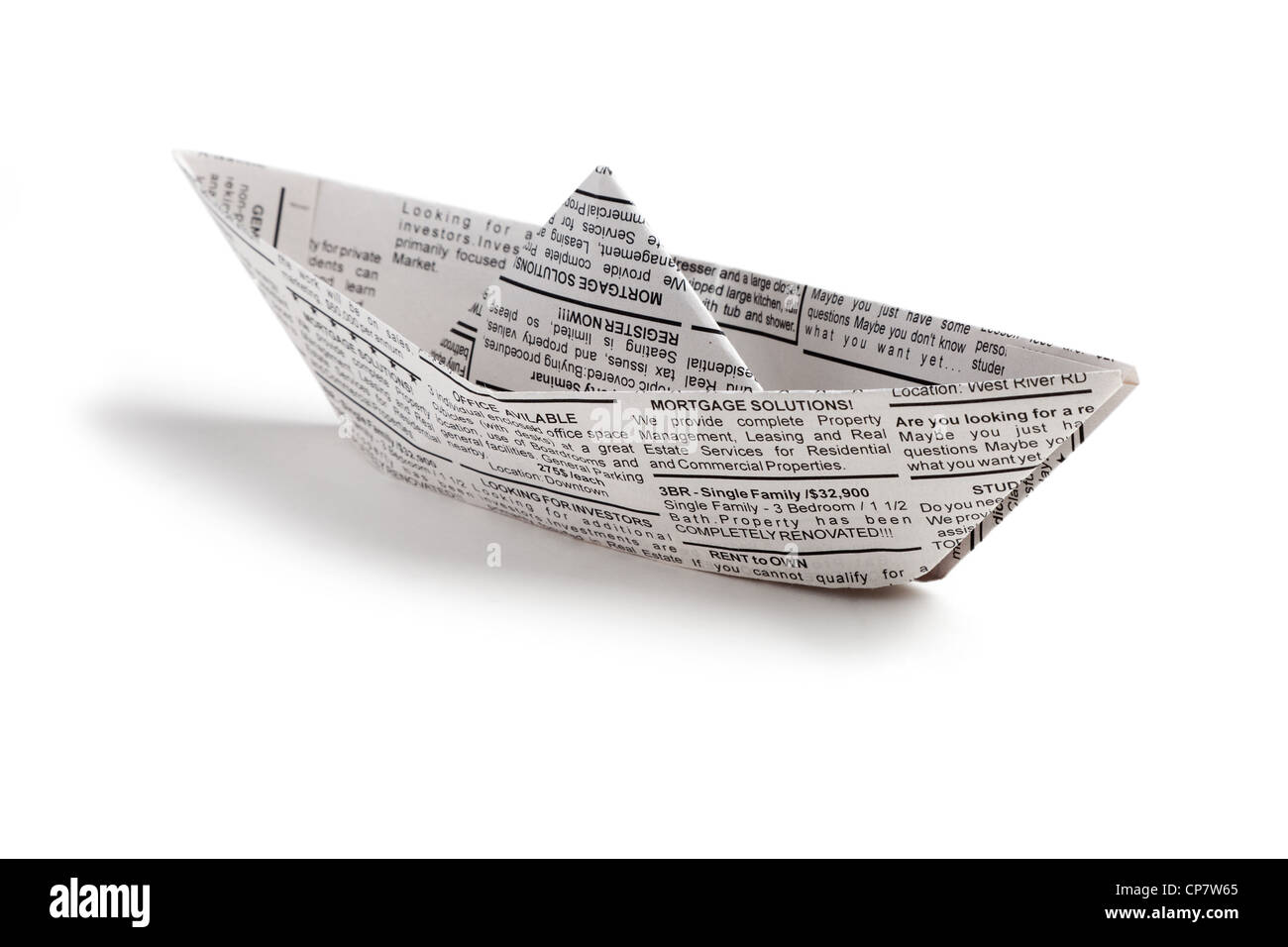 Zeitung Boot, Business-Konzept. Stockfoto