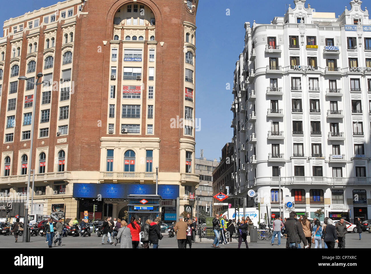Barockbauten Gran Via Madrid Spanien Stockfoto