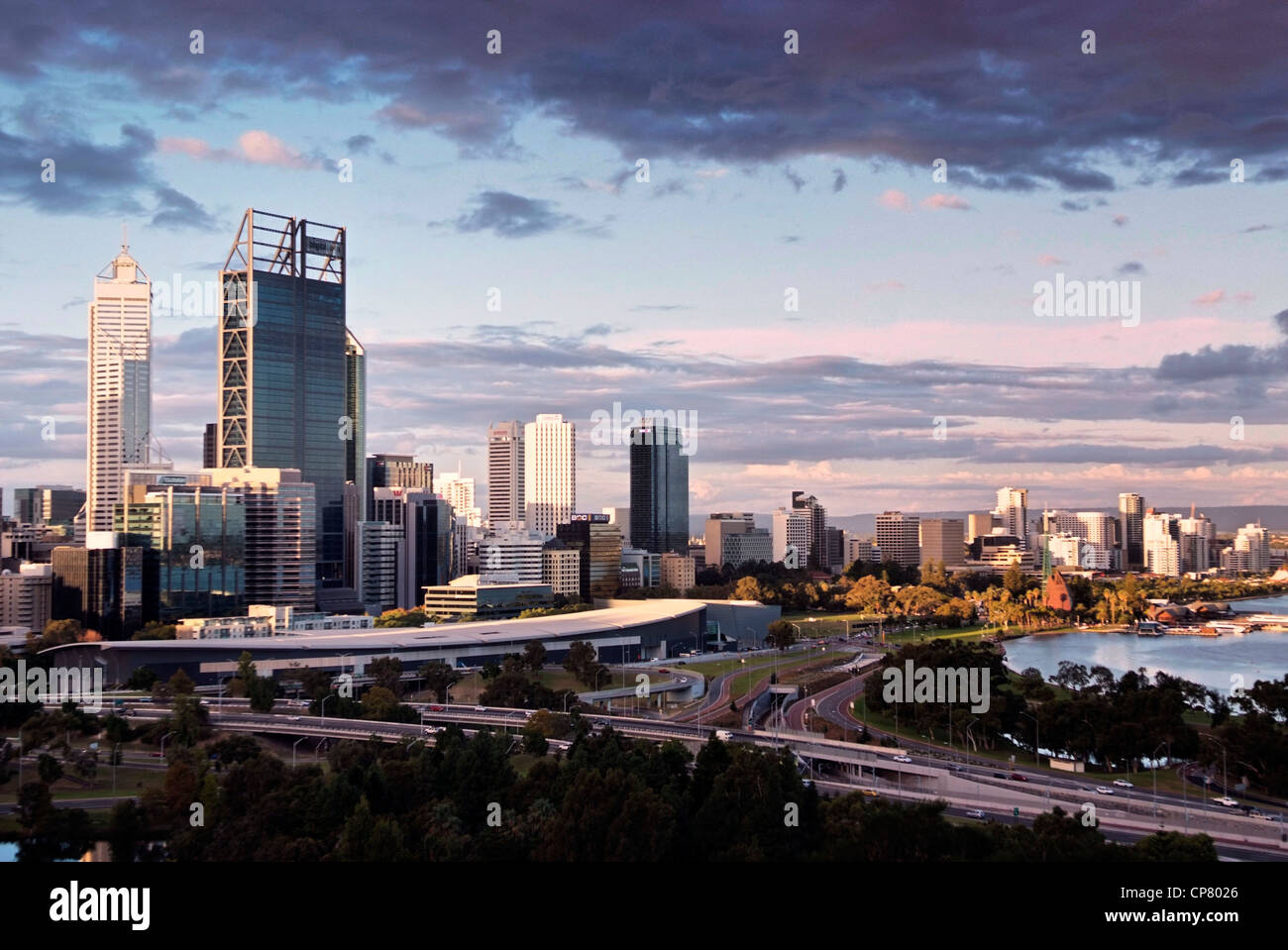 Australien-Western Australia-Perth Skyline. Central Business District von Kings Park. Stockfoto