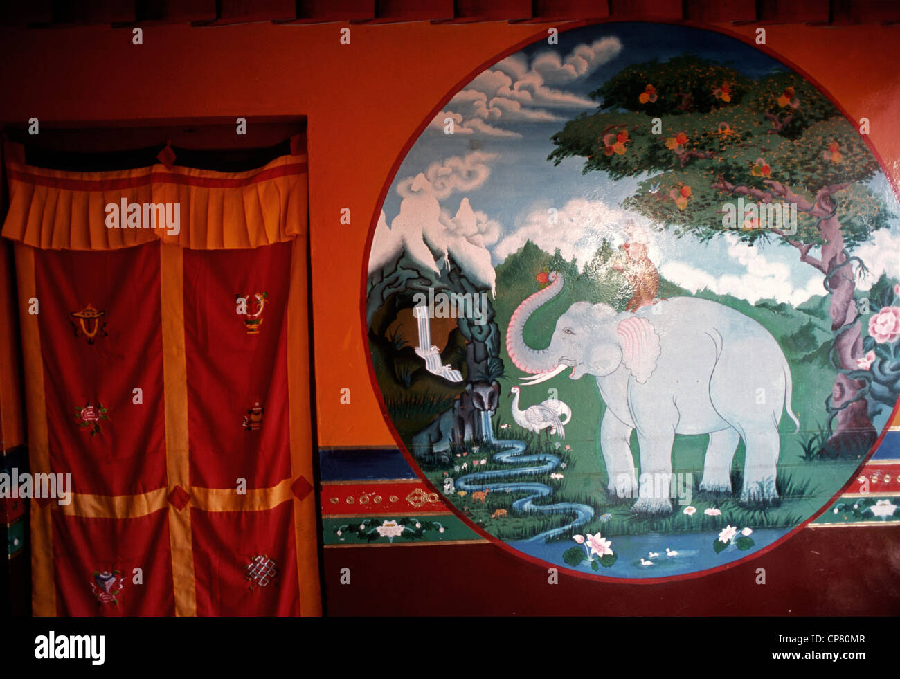 Indien; Himachal Pradesh, Dharamsala, McLeod Ganj, Dip Tse Chok Ling Gompa, Stockfoto