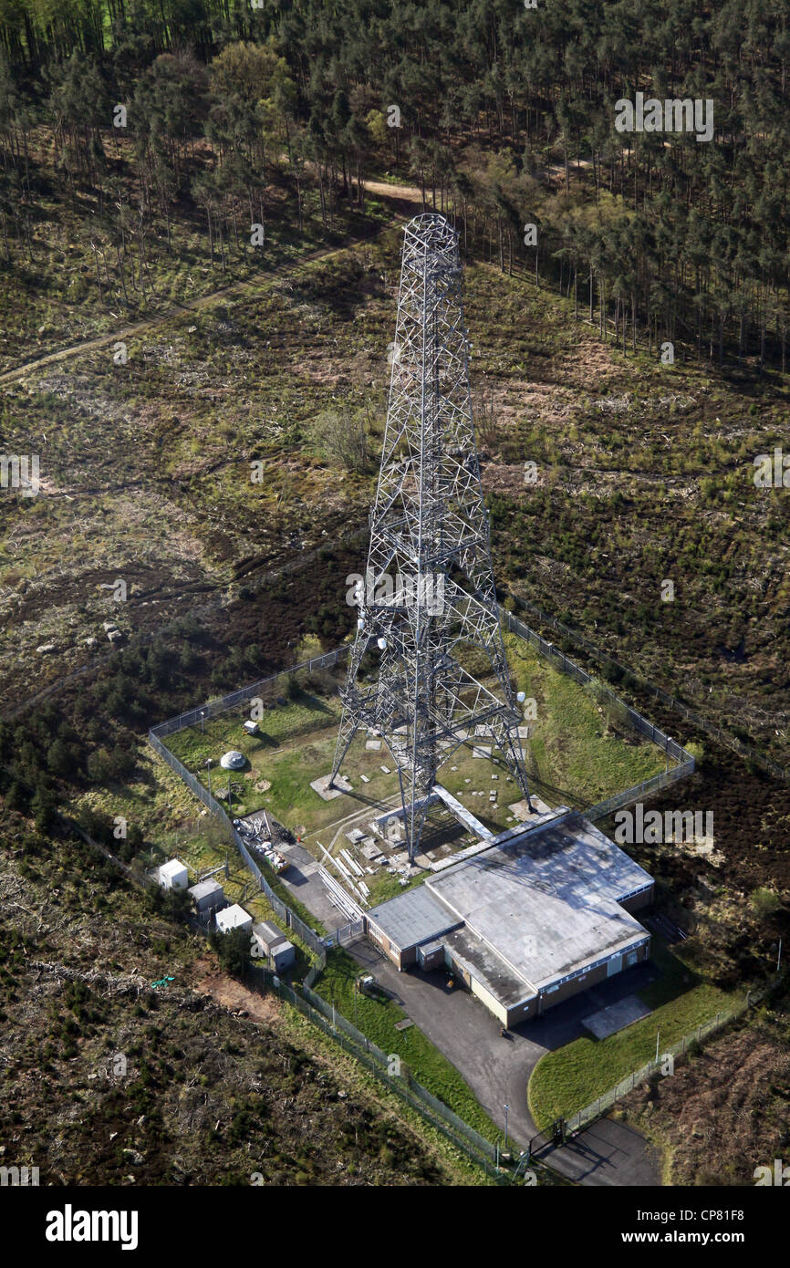 Luftaufnahme der Kommunikation Mast, Telefon Antenne Stockfoto