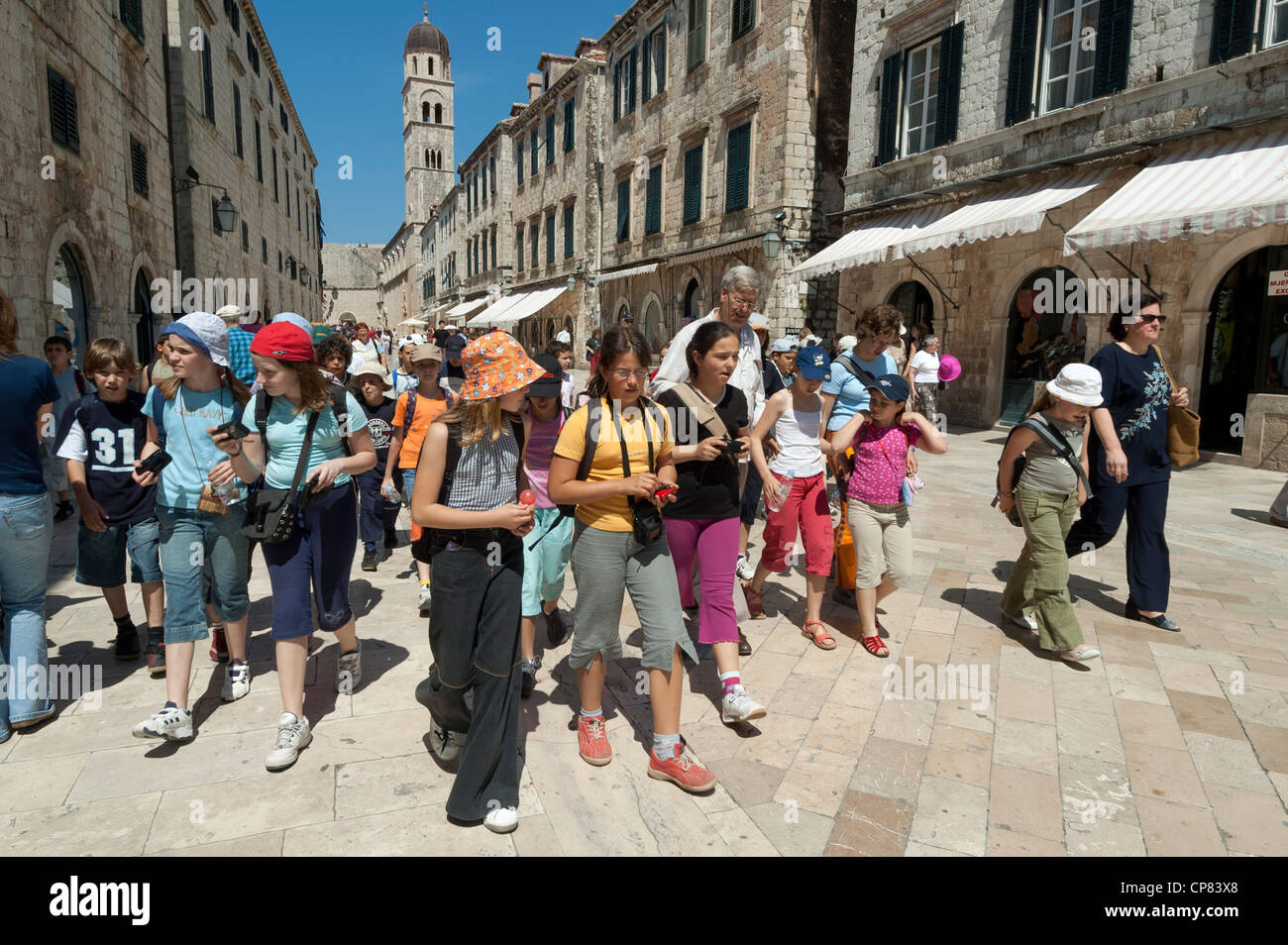 Kinder und Lehrer auf Klassenfahrt nach Dubrovnik, Kroatien, Europa Stockfoto