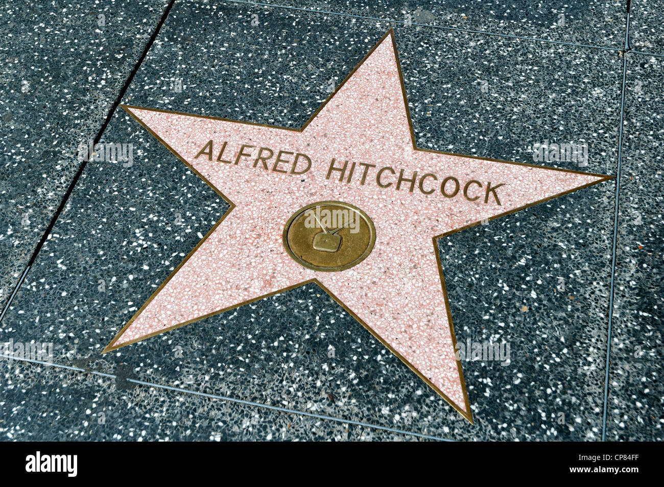 Alfred Hitchcock-Stern auf dem Walk of Fame, Hollywood Boulevard, Los Angeles, Kalifornien, USA Stockfoto