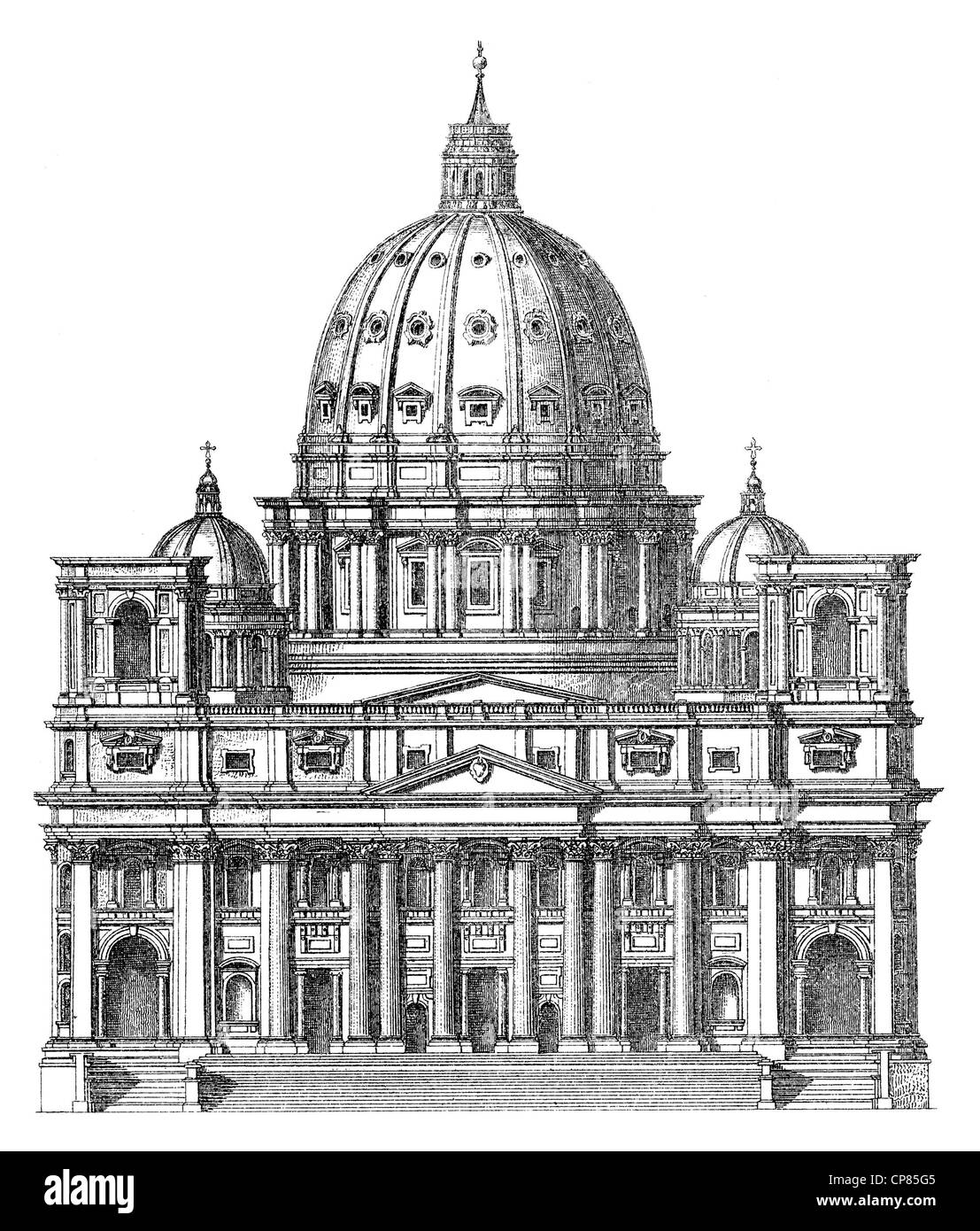 Historische, Zeichnerische Darstellung, sterben Peterskirche in Rom, Vatikan, Italienisch, Oder Petersdom, Basilika St. Peter, Petersbas Stockfoto