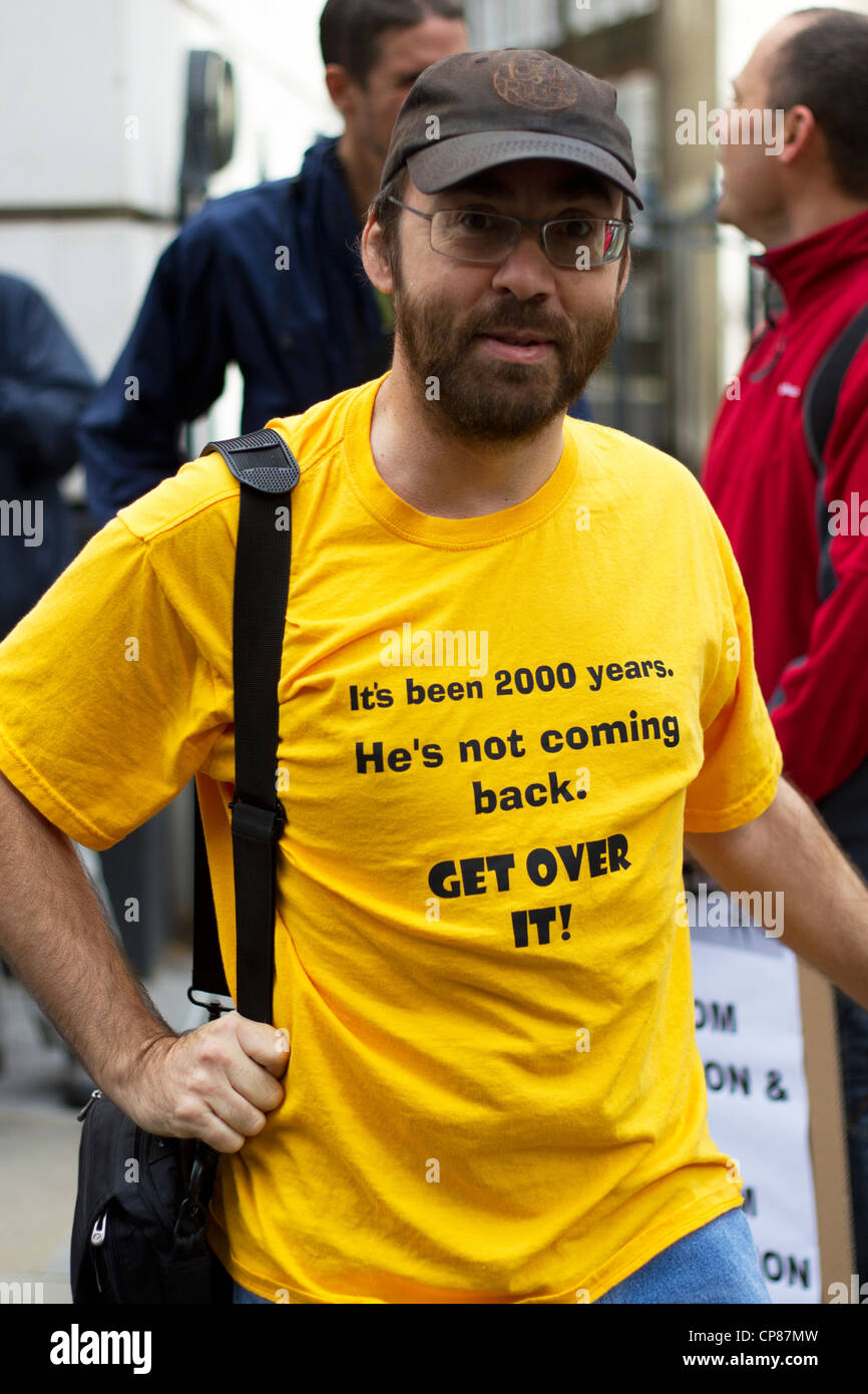 Eine einfache Botschaft an das säkulare Europa März, London, September 2011. Stockfoto