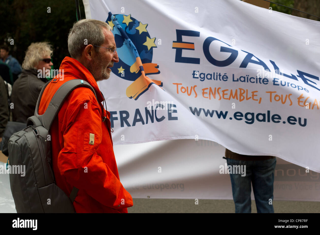 Französische Fans auf das säkulare Europa März, London, September 2011. Stockfoto