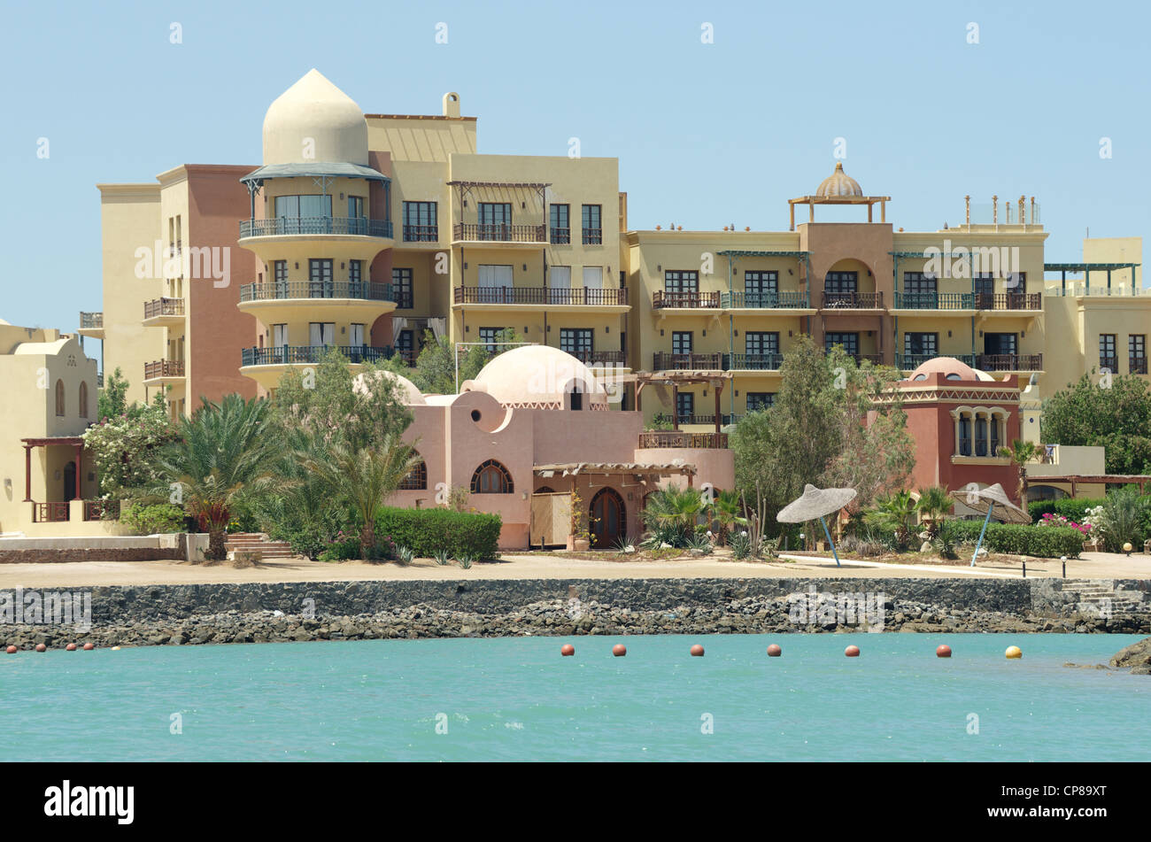 Blick auf EL Gouna Resort Wohnungen, Ägypten, Rotes Meer Stockfoto