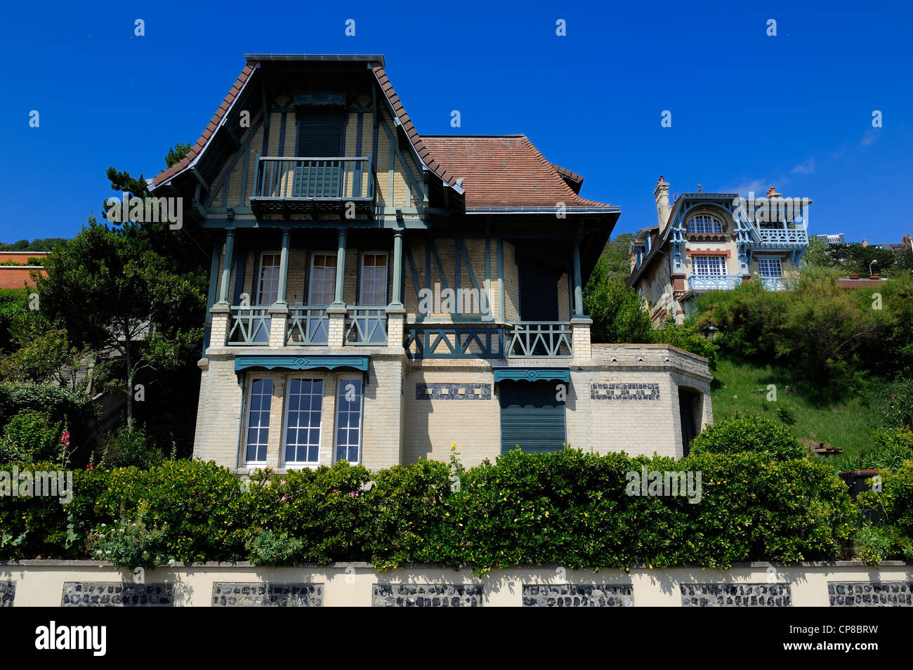 Frankreich, Seine Maritime, die Stadt von Sainte-Adresse erstreckt sich Le Havre entlang der Küste, alte Villen Stockfoto
