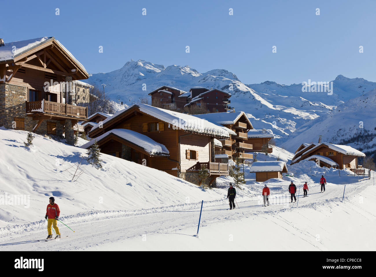 Frankreich, Savoyen, Les Menuires, Blick auf die Cime De Caron (3195m), Skigebiet in den drei Tälern Des Bellevilles Tal Stockfoto