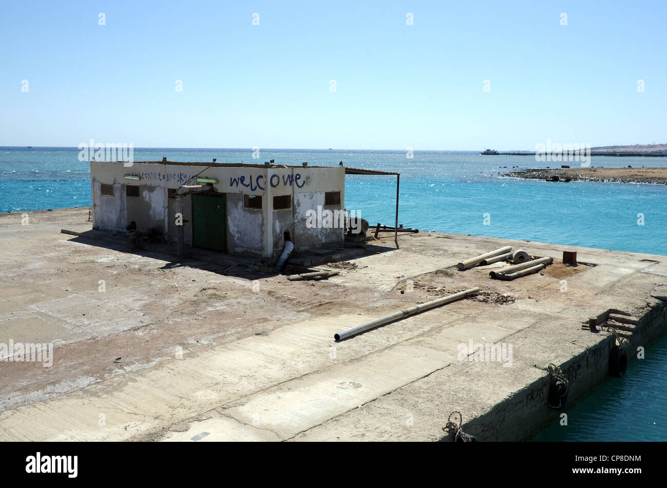 Pier mit Bauwerk. Rotes Meer, Hurghada, Ägypten Stockfoto