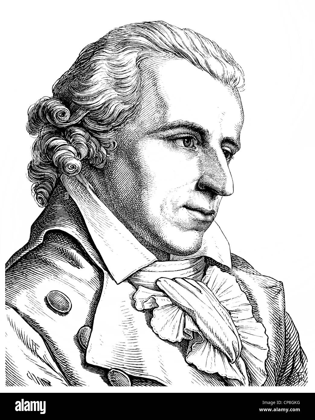 Johann Christoph Friedrich von Schiller, 1759-1805, deutscher Dichter, Philosoph und Historiker, Historische Zeichnung aus Dem 19. Stockfoto