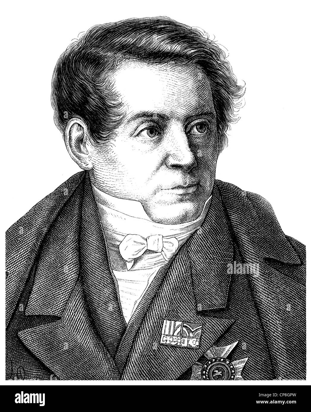 August Wilhelm von Schlegel, 1767-1845, deutscher Literaturhistoriker, Übersetzer, Schriftsteller, Philosoph und Indologe, Historisc Stockfoto