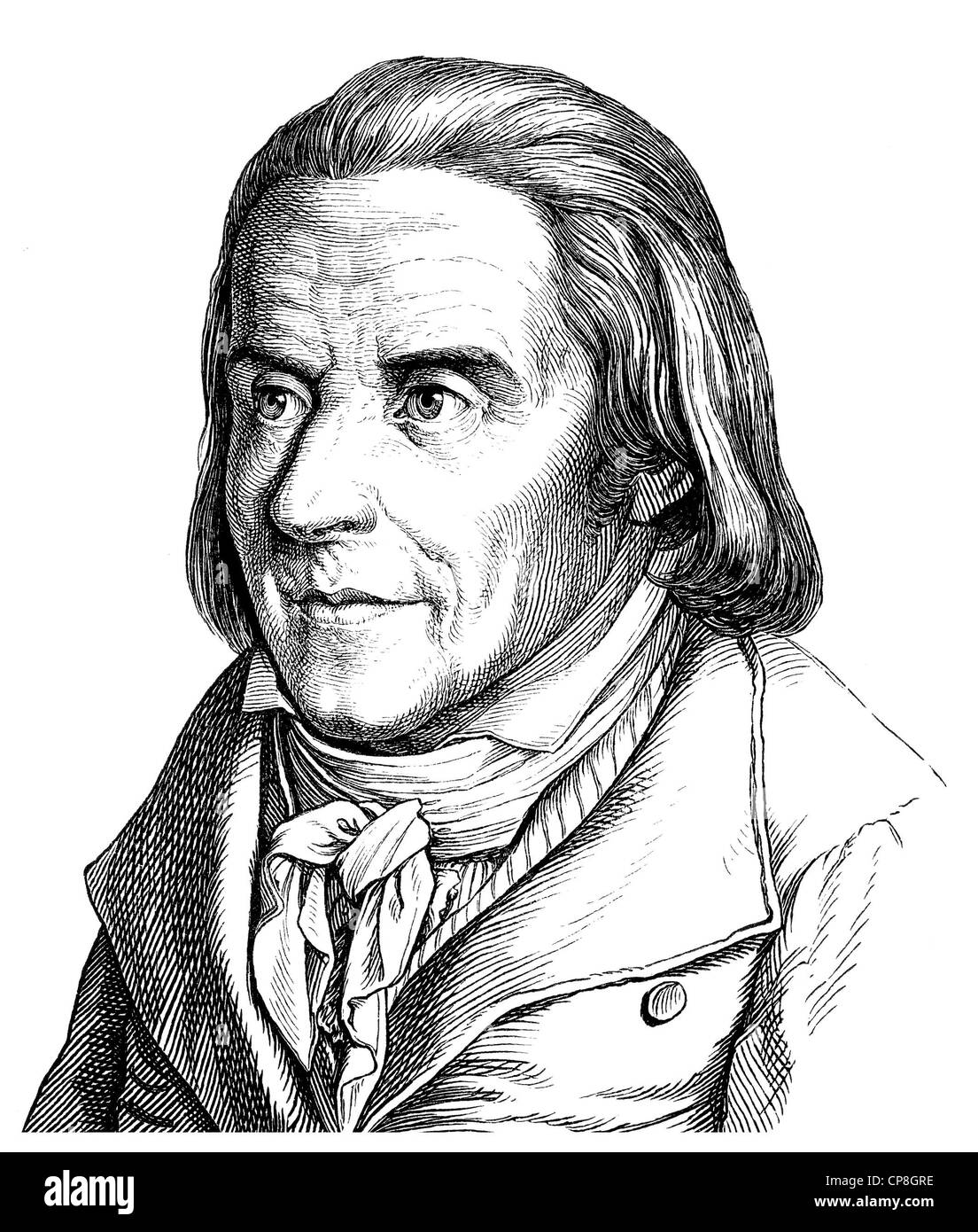 Johann Heinrich Pestalozzi, 1746-1827, ein Schweizer Pädagoge, Philanthrop, Philosoph und Politiker, Historische Zeichnung aus Stockfoto