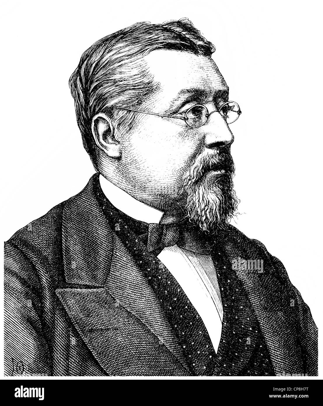 Joseph Victor von Scheffel, 1826-1886, ein deutscher Schriftsteller und Dichter, Historische Zeichnung aus Dem 19. Halbmonatsschrift, Porträt von J Stockfoto