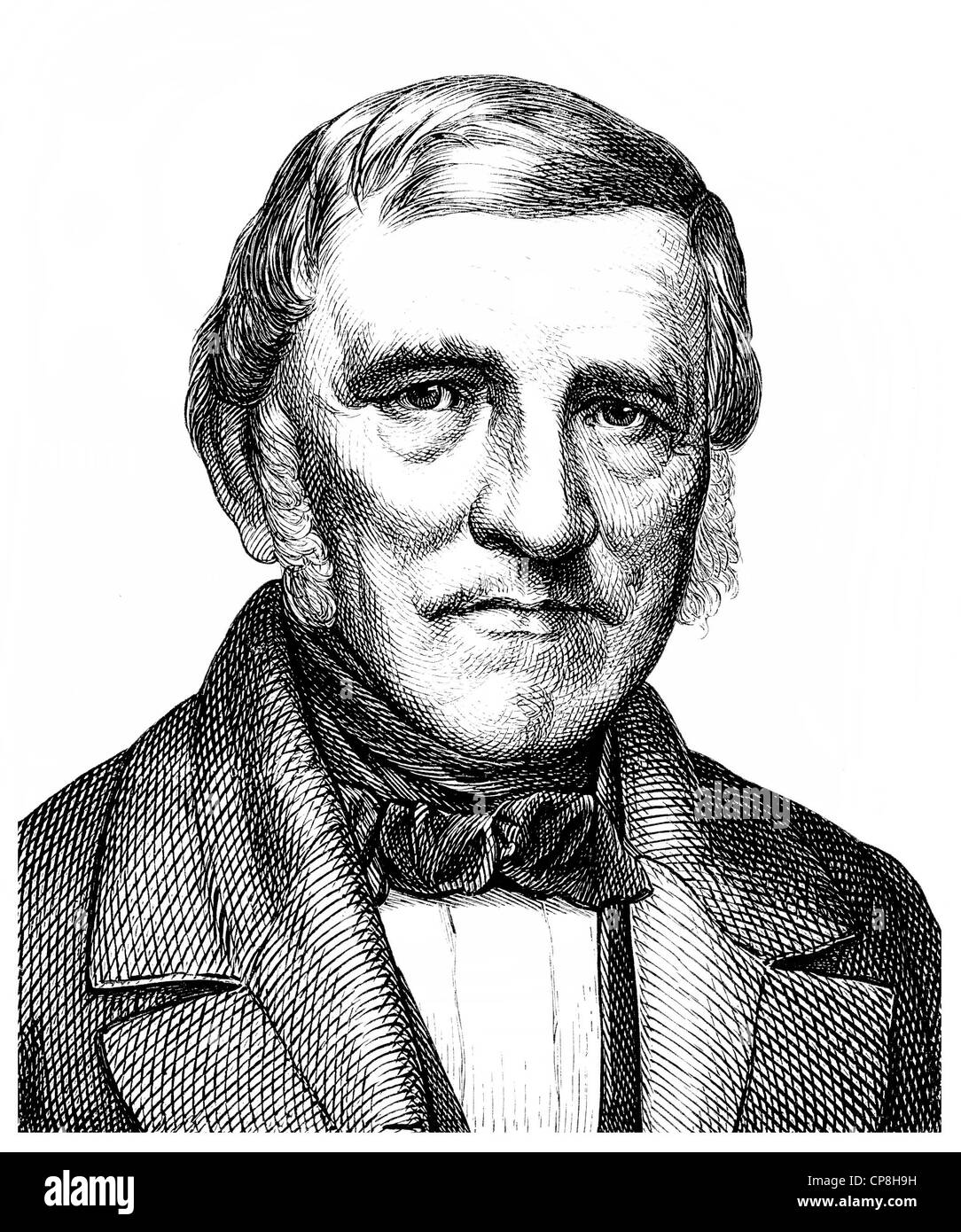 Johann Franz Encke, 1791-1865, ein deutscher Astronom, Encke Comet, Historische Zeichnung aus Dem 19. Halbmonatsschrift, Porträt von Stockfoto