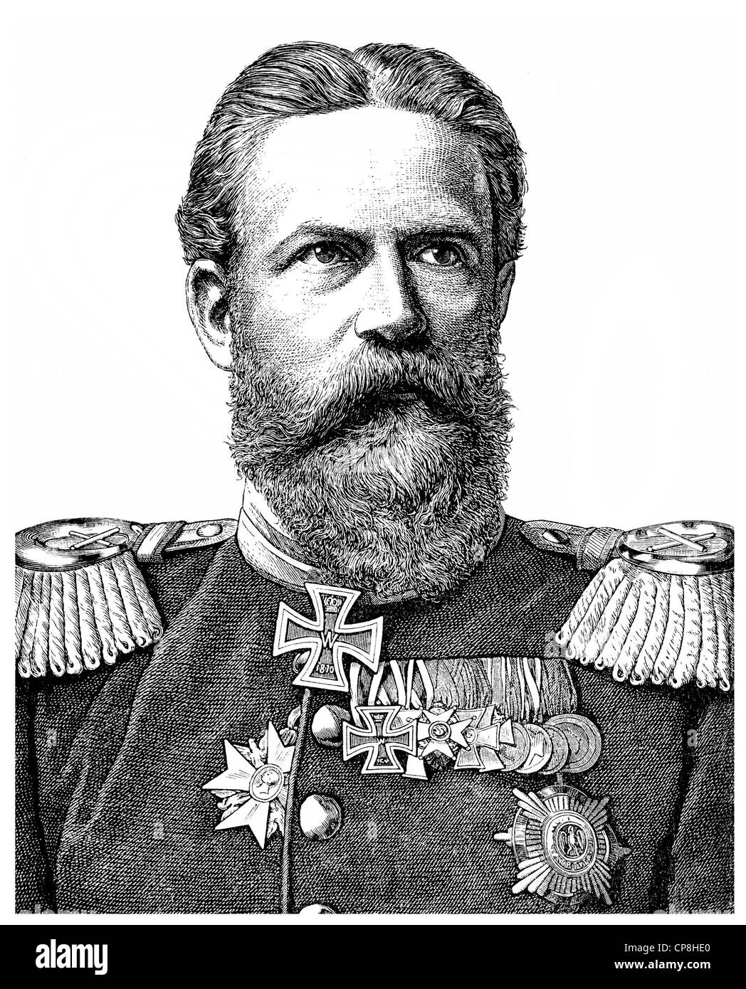 Friedrich III. und Friedrich William Nicholas Charles von Preußen, 1831-1888, deutscher Kaiser und König von Preußen, Historische Zei Stockfoto