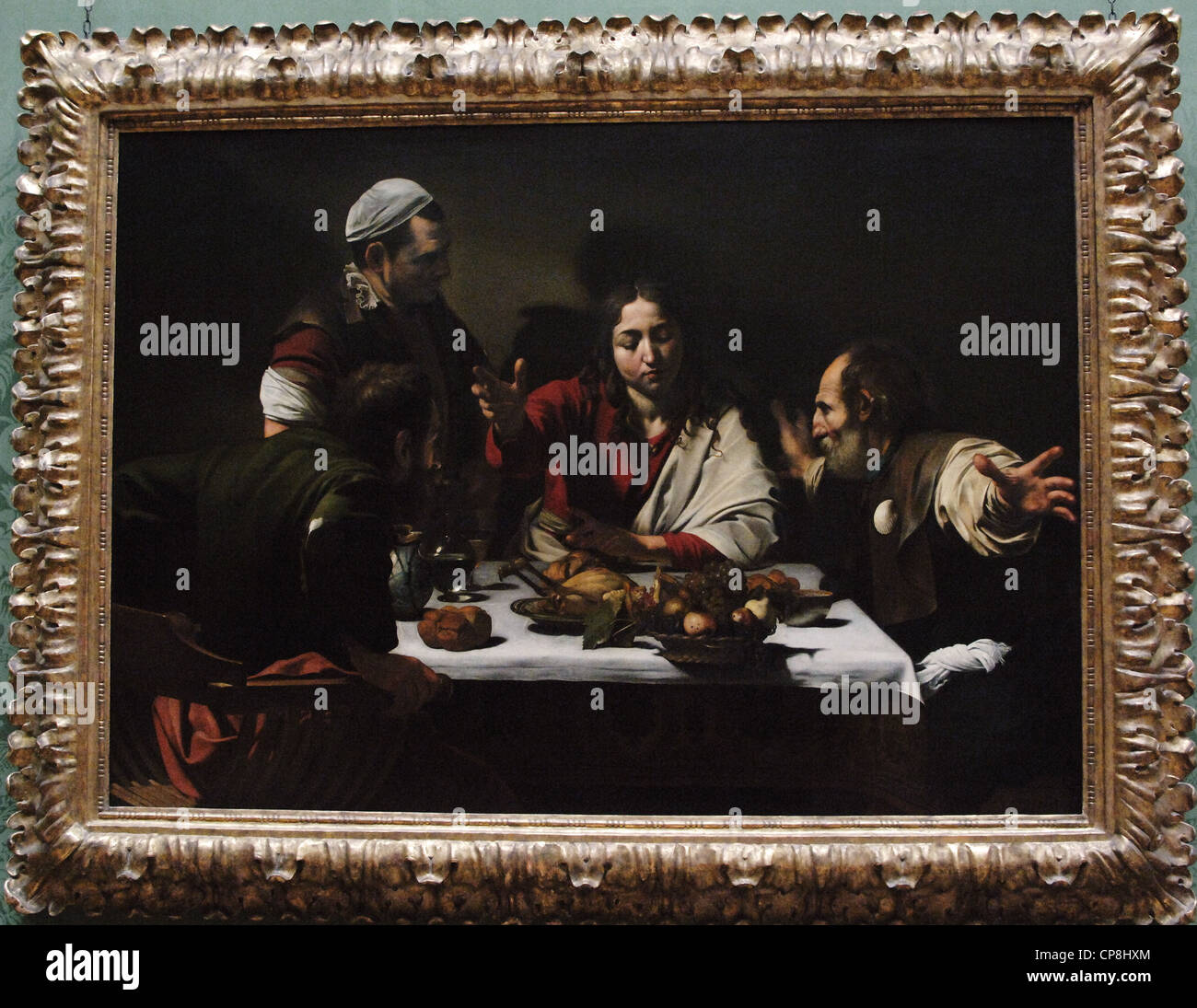 Barocke Kunst. Italien. Michelangelo Merisi da Caravaggio (1571-1610). Italienischer Maler. Abendmahl in Emmaus (1601). Öl auf Leinwand. Stockfoto