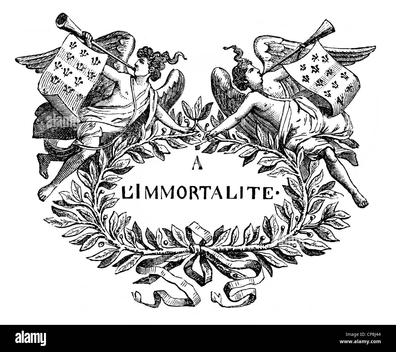 À l'Immortalité oder zur Unsterblichkeit, das Motto der französischen akademischen Gesellschaft Académie française oder französischen Akademie, À l'immortali Stockfoto