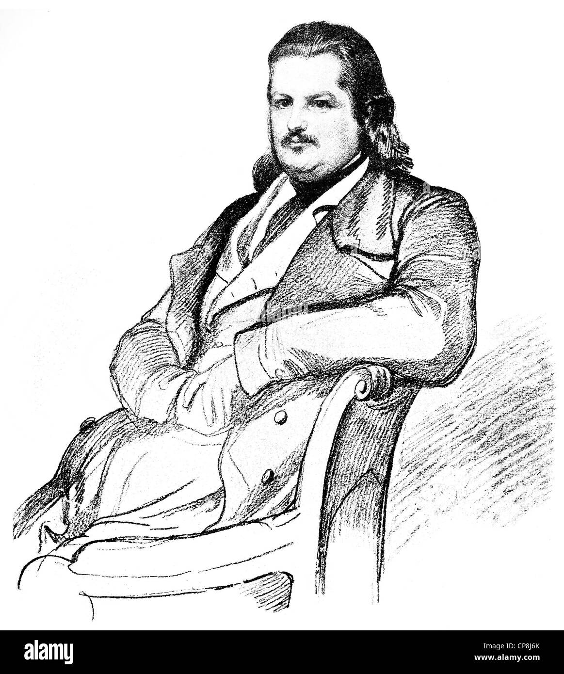 Honoré de Balzac, 1799-1850, ein französischer Schriftsteller, Historische Druck aus Dem 19. Halbmonatsschrift, Porträt von Honoré de Balzac, 1799 - Stockfoto