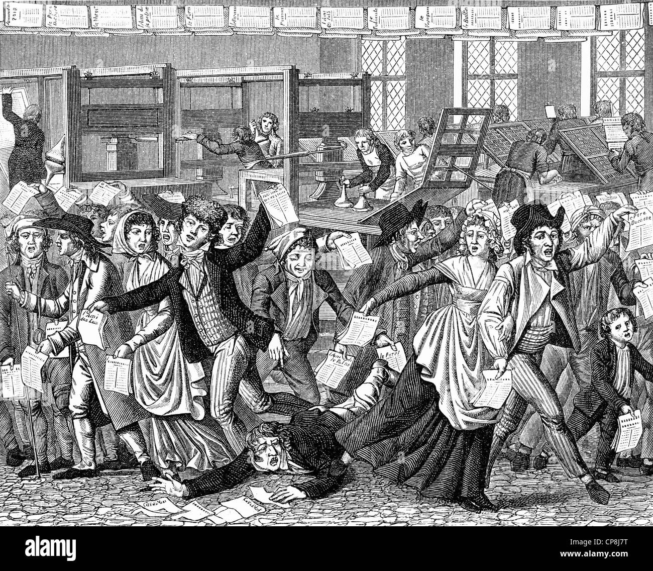 Karikatur, 1793, Freiheit der Presse, Frankreich, Europa, fand von 1793 Über die Pressefreiheit, Frankreich, Europa Stockfoto