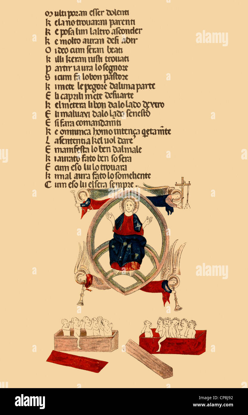 Seite aus dem Codex des Pietro da Barsegapé, 1220-1280, Jesus und das jüngste Gericht, 13. Jahrhundert, Historische Bild aus Dem 19. Stockfoto