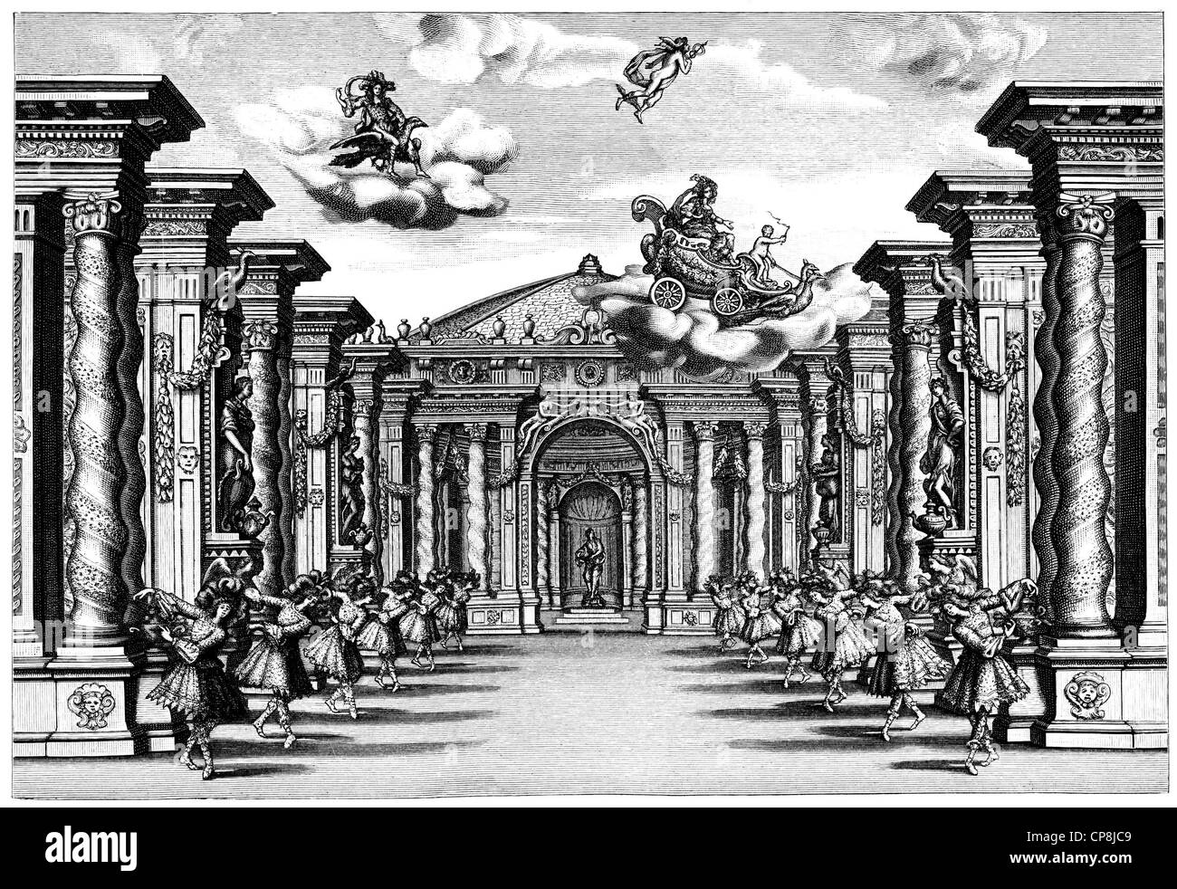 ein Ballett im 17. Jahrhundert, Giovanni Andrea Moniglia, Historische Zeichnung aus Dem 19. Halbmonatsschrift, Ein Ballett Im 17. Jahrhu Stockfoto