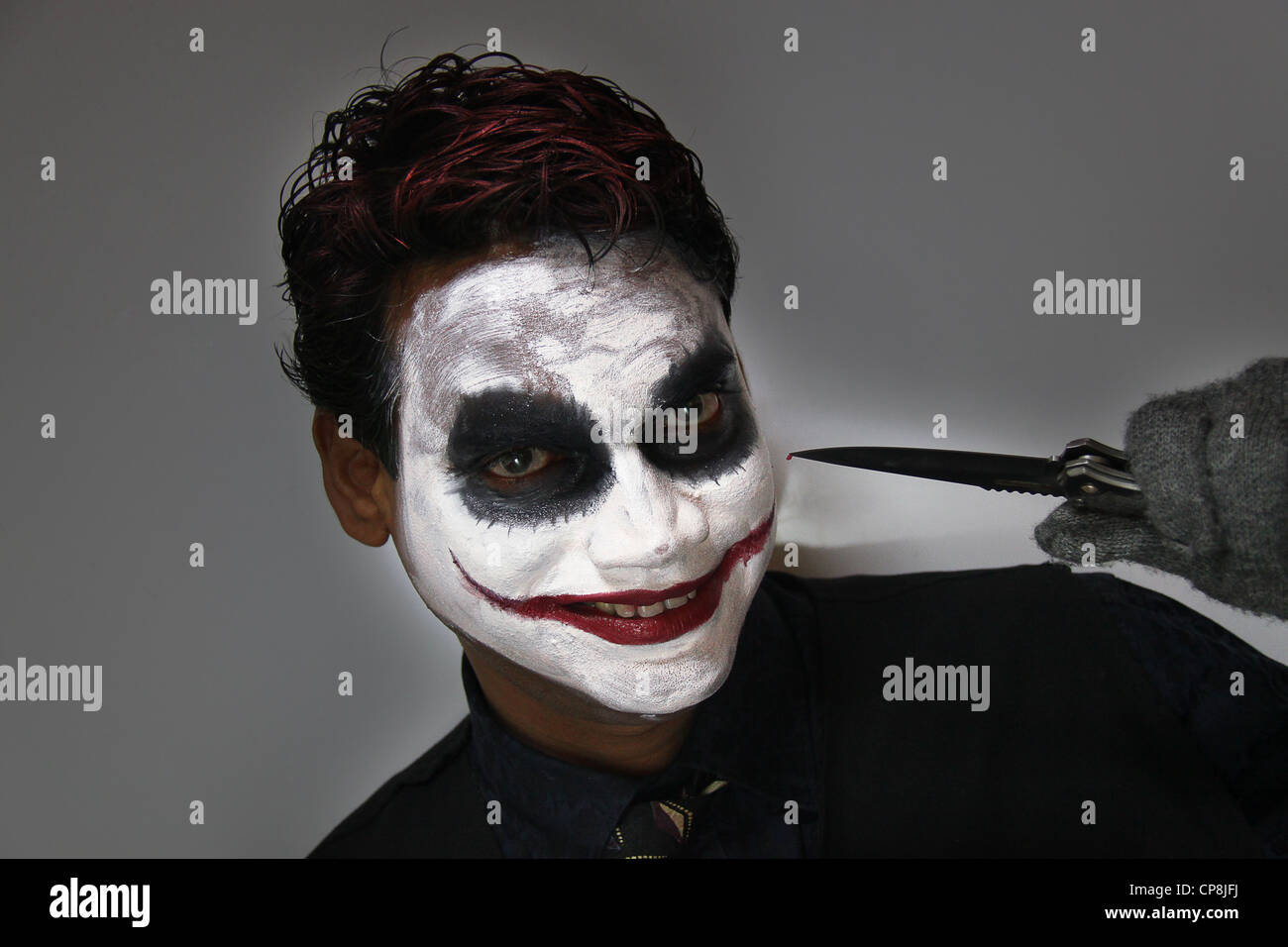 Batman Joker Halloween Make-up Stockfoto