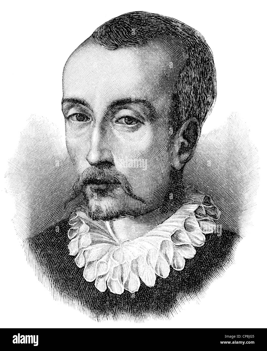 Torquato Tasso, 1544-1595, einem italienischen Dichter der Gegenreformation, Historische Zeichnung aus Dem 19. Halbmonatsschrift, Porträt Stockfoto