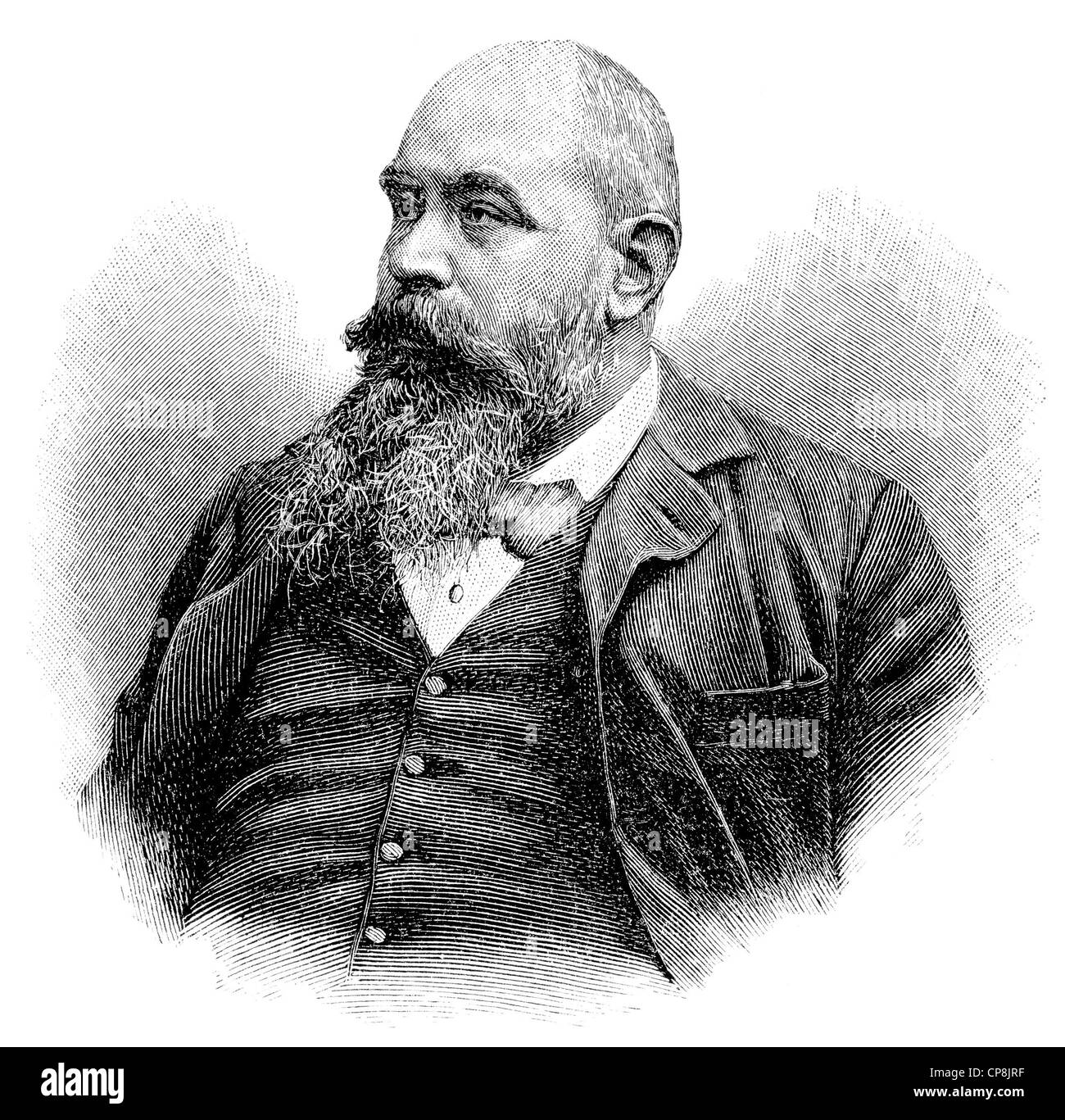 Giuseppe Giacosa, 1847-1906, italienischer Dichter, Schauspieler und Librettist, Historische Zeichnung aus Dem 19. Halbmonatsschrift, Porträt von Stockfoto