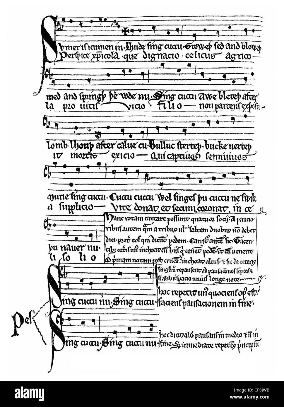 Manuskript aus dem 13. Jahrhundert, Middle English Song, Ein Mittelengisches Lied aus Dem 13. Halbmonatsschrift Stockfoto
