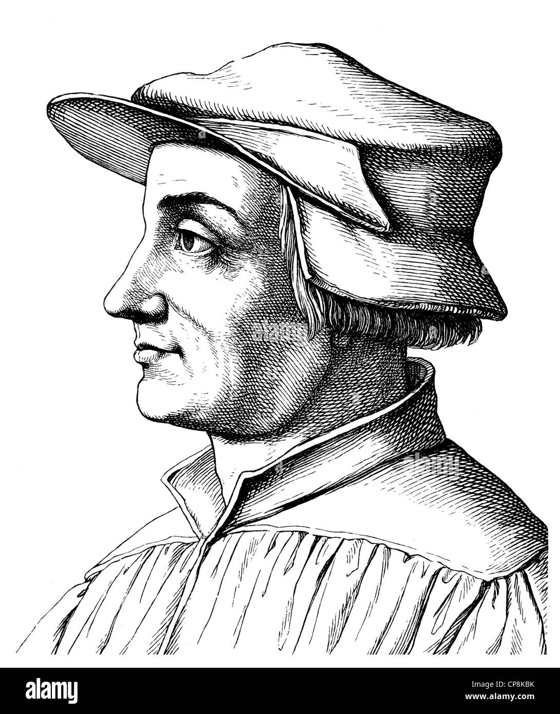 Ulrich Zwingli, 1484-1531, Schweizer Theologe und Reformator Zürichs, Historische Zeichnung aus Dem 19. Halbmonatsschrift, Porträt Stockfoto