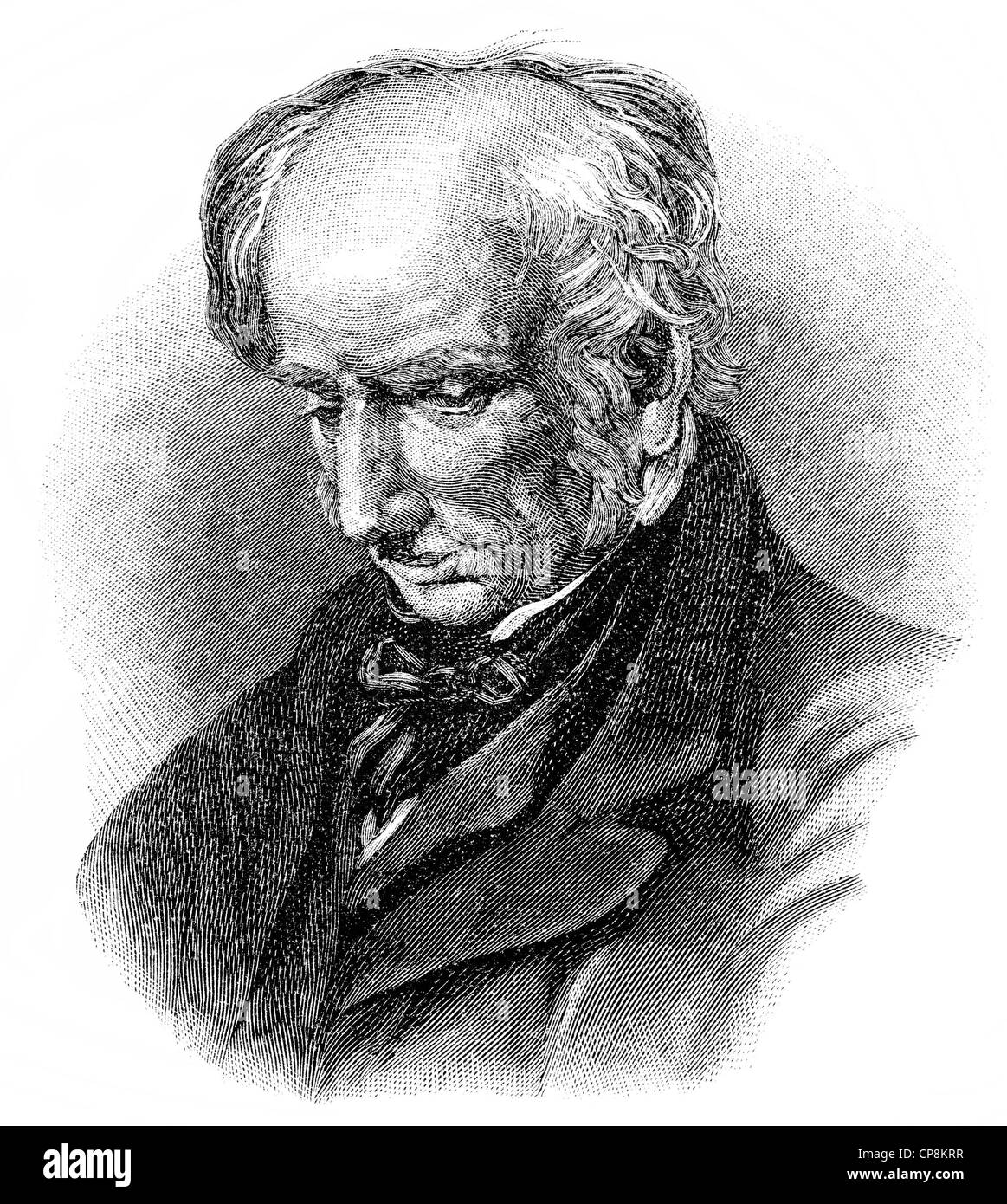 William Wordsworth, 1770-1850, ein britischer Dichter der englischen Romantik, Historische Zeichnung aus Dem 19. Halbmonatsschrift, Porträt Stockfoto