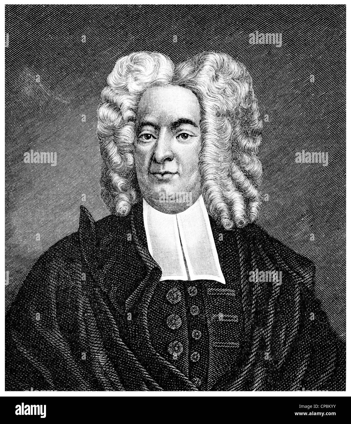 Cotton Mather, 1663-1728, ein puritanischer Geistlicher und Gelehrter in Nordamerika, Historische Zeichnung aus Dem 19. Halbmonatsschrift, Por Stockfoto