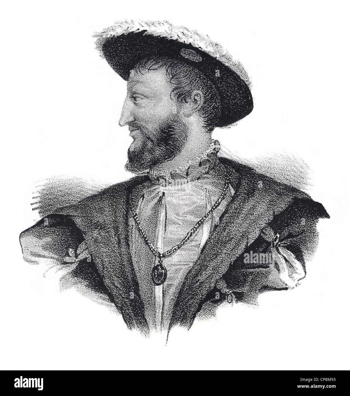 Franz i., König von Rittern oder François i., le Roi-Chevalier, König von Frankreich, 16. Jahrhundert, historische Stahlstich aus der Stockfoto