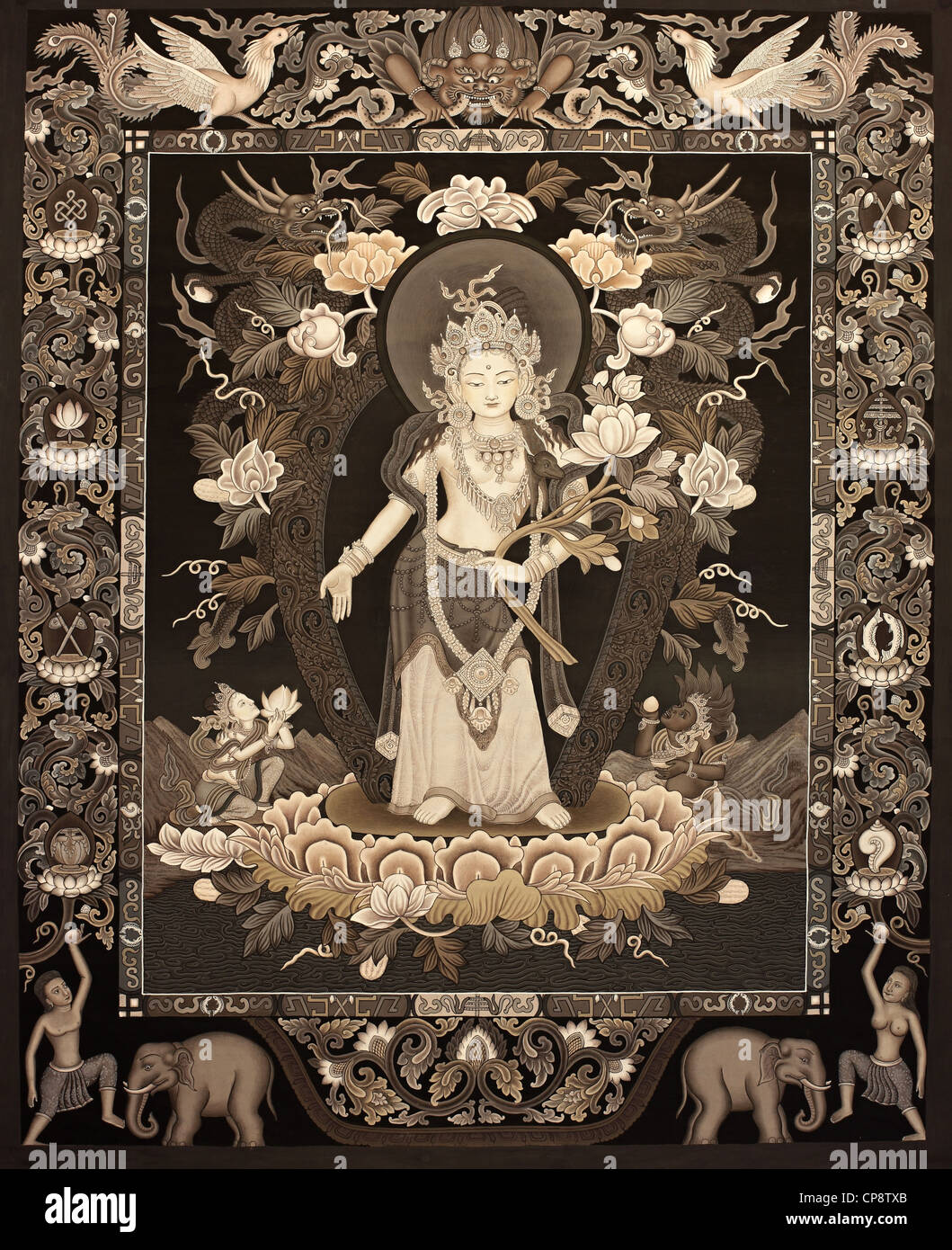 Avalokiteshvara - buddhistische Gemälde Thangka aus Nepal Stockfoto