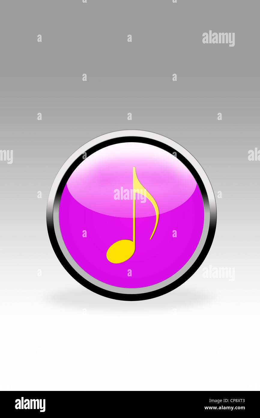 Pink zeigt Musik Hinweis Schaltflächensymbol, Nahaufnahme Stockfoto