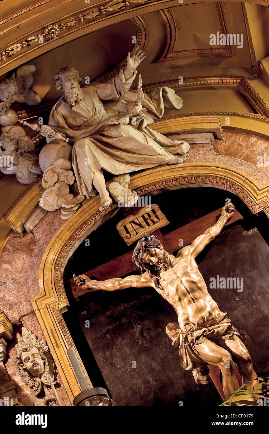 Europa Italien Piemont Turin Kathedrale Kapelle der SS gekreuzigt Holzkreuz von Francesco Borello 1727 Stockfoto