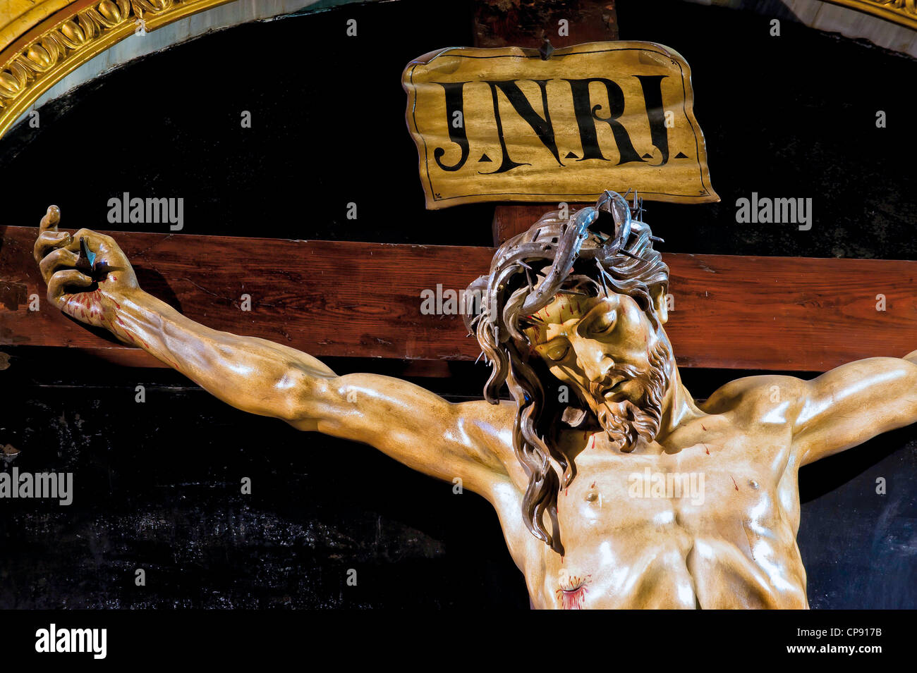 Europa Italien Piemont Turin Kathedrale Kapelle der SS gekreuzigt Holzkreuz von Francesco Borello 1727 Stockfoto