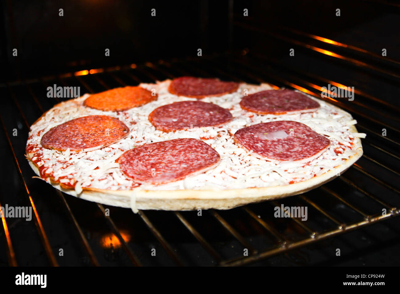 Peperoni-pizza Stockfoto