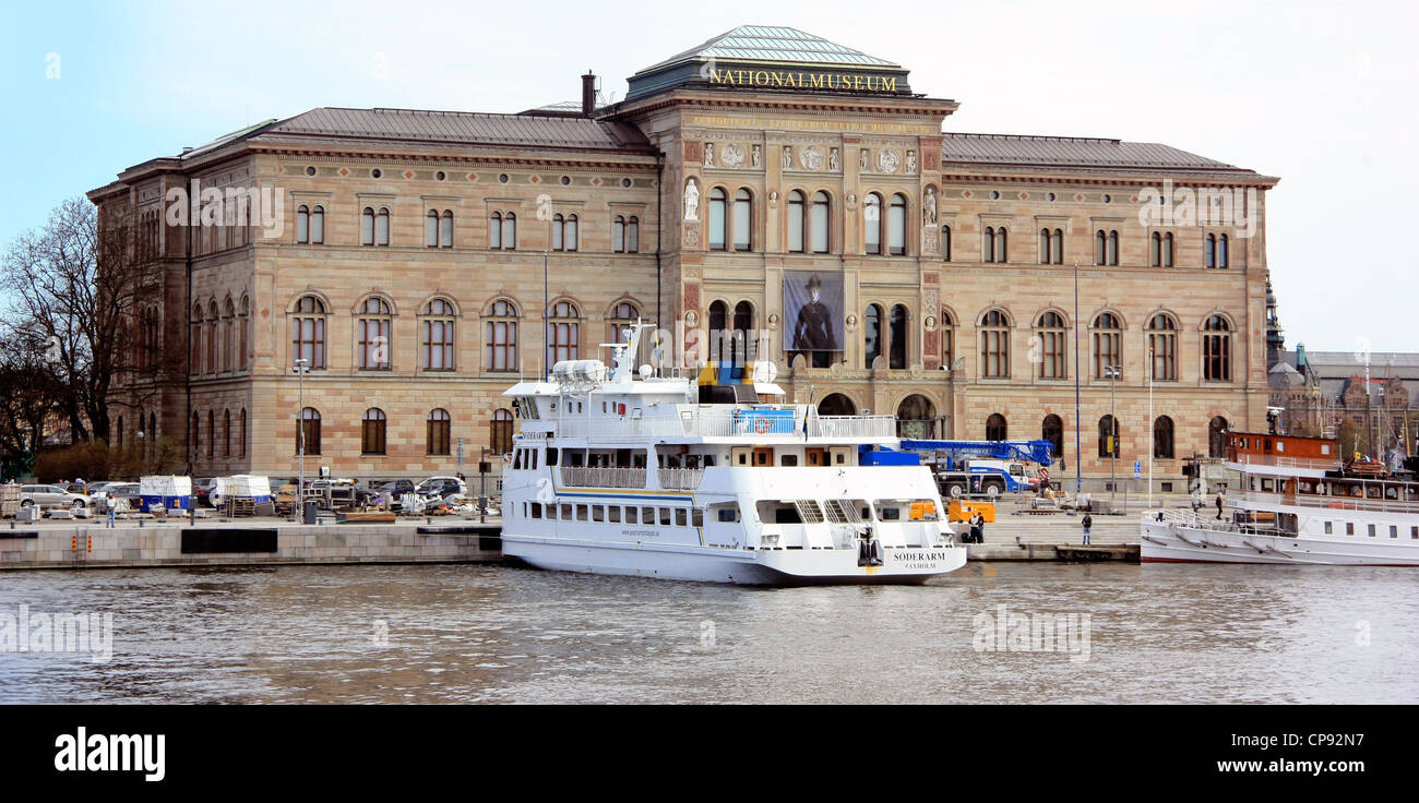 Die Außenseite des Stockholmer Nationalmuseum in Schweden an einem Frühlingstag Stockfoto