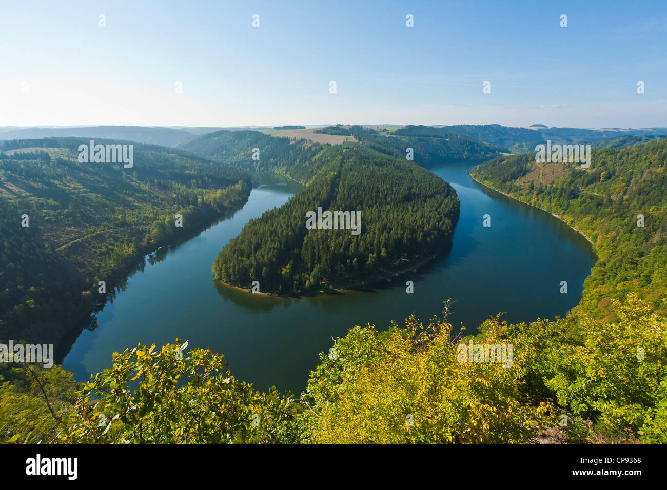 Deutschland, Thüringen, Blick auf Saaleschleife Stockfoto