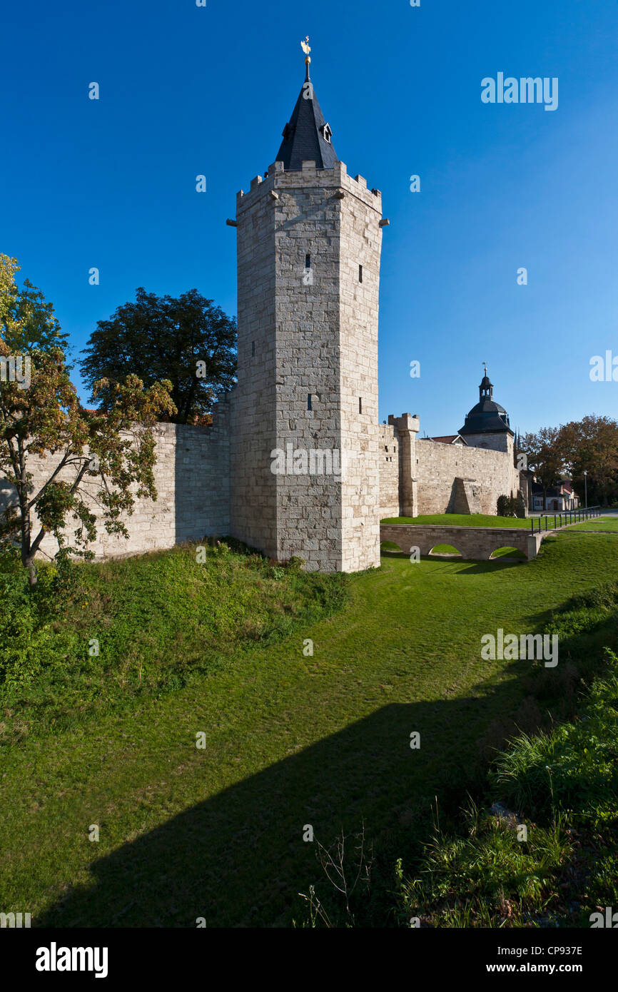Deutschland, Thüringen, Muhlhausen, Blick auf die Stadtmauer Stockfoto