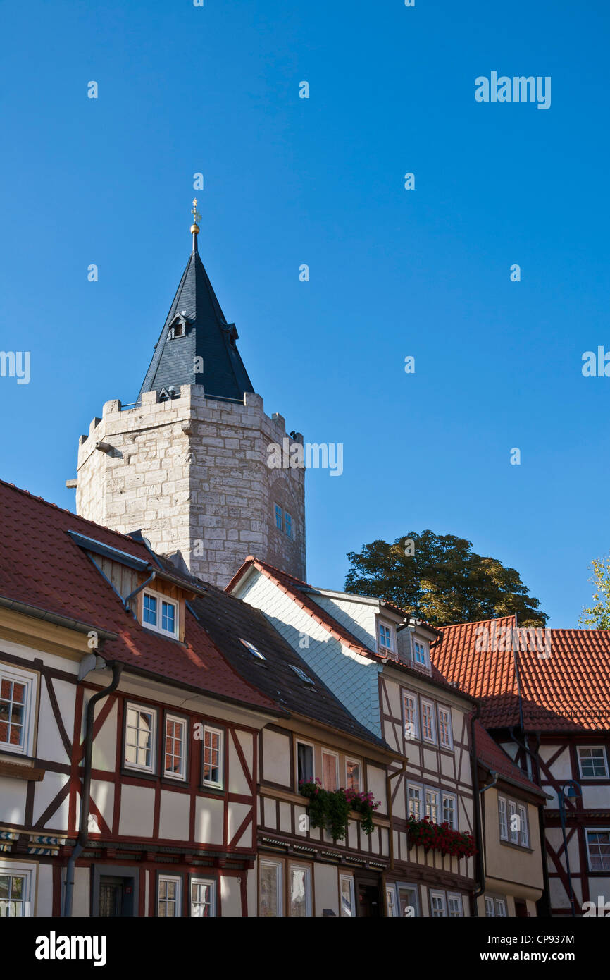 Deutschland, Thüringen, Muhlhausen, Blick auf Holz gerahmt Haus Stockfoto