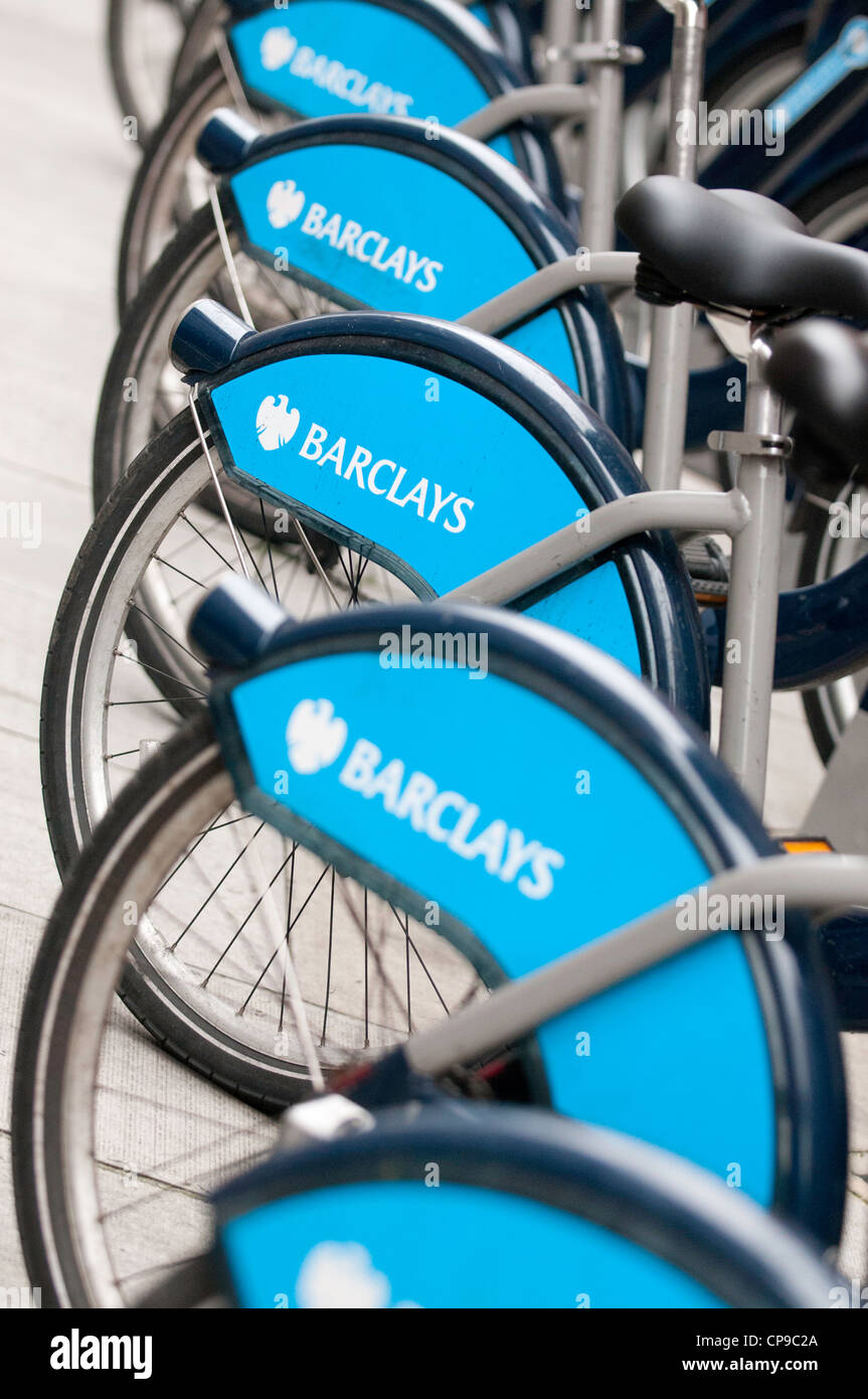 Barclays-Sponsoring von Boris bikes Stockfoto